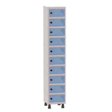 Imagem de Armário Porta Objetos de Aço 1 Vão 10 Portas Pitão Pandin 1,90 m Cinza