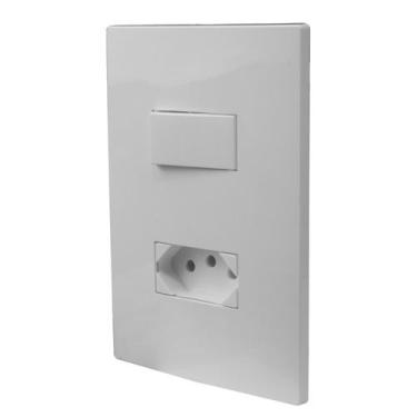 Imagem de Espelho Placa 4x2 com 1 Interruptor Paralelo 10A e 1 Tomada 10A Bivolt