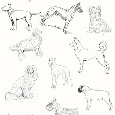 Imagem de Papel De Parede 10m Animais Cães Dog Desenho
