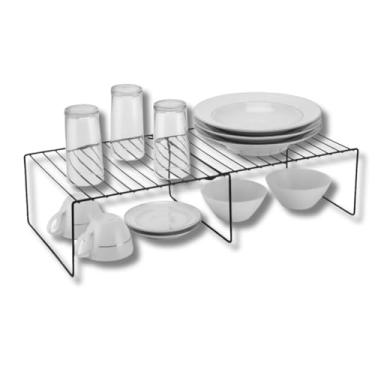 Imagem de Prateleira Extensível Organizador Aramado Armário Multiuso para diversos ambientes 57cm x 26,5cm x 14cm (Preto)