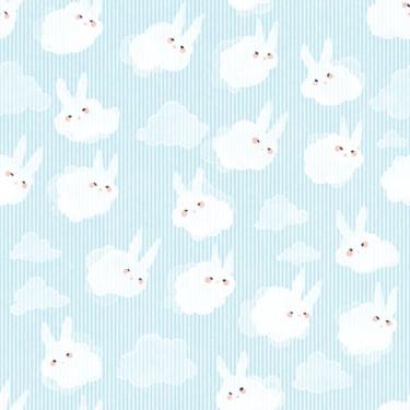 Imagem de WALLDMAN Papel de parede Peel and Stick Aquatic Cloud Bunnies - Papel de parede não tecido, autoadesivo - Papel de contato para armários e gavetas