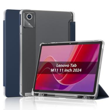 Imagem de Capa para tablet para Lenovo Tab M11 (TB-330FU/TB-330XU), capa traseira fosca transparente de couro PU Sanyetral com suporte para caneta e despertar/hibernar automaticamente para Lenovo Tab M11/K11