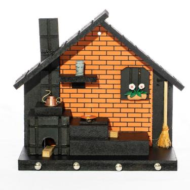 Imagem de Porta Chaves de Parede Casinha Mineira Artesanal G Laranja