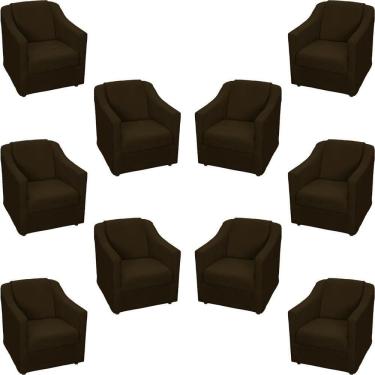 Imagem de Kit 10 Poltronas Decorativa Mila Pé De Plástico Cromado - Marrom Suede