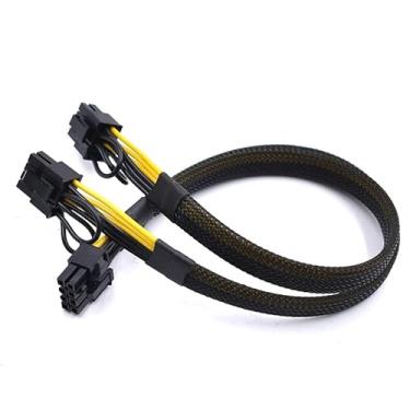 Imagem de lilila-ree Cabo Adaptador De Energia Pcie 8 Pinos Macho Para Dois (6+2) Cpu Dell Poweredge R720 720Xd R730 E Nvidia Tesla Gpu J30Dg 15 Polegadas (38 Cm), Preto