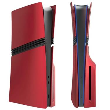 Imagem de MIKNEKE Capas Para Ps5 Pro Disc Edition, Acessórios Com Revestimento Lateral Fosco, Compatíveis Console Playstation 5, Painéis De Substituição Em Abs (Vermelho)