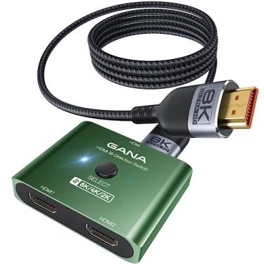 Imagem de GANA Switch Hdmi 2.1, Divisor Bidirecional Ultra Hd 8K Com Suporte Para 4K A 120 Hz E 60 【Com Cabo De 1,4 M】, Seletor Alumínio Ps5/Ps4, Xbox, Roku, Tv, Fire Stick, Verde Escuro