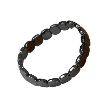 Imagem de ZenVib Pulseira de hematita Hemys para homens, pedra de força natural, ajustável, elástico, design elegante, aprimorando a vitalidade, joia de presente, Medium, Pedra, Sem Pedra Preciosa