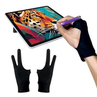 Imagem de AmberVec Luva de desenho mão direita, luva de arte digital de rejeição de palma para tablet iPad, luvas de desenho de esboço com dois dedos, presentes para animadores e digitais, artistas, [pacote com