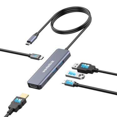 Imagem de Estação de ancoragem USB C Hub 5 em 1 portátil HDMI 4K 30Hz com carregamento rápido PD de 100 W, USB-C e USB-A de 10 Gbps, ideal para viagens para Dell HP MacBook Air/Pro, iPad, Surface, Samsung