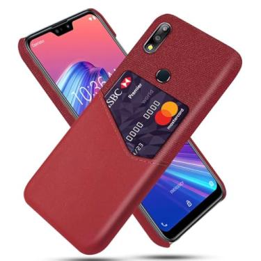 Imagem de Capa para Asus Zenfone ZB631KL,Tela e tampa de couro PU,Antideslizante,360°cobertura completa à prova de choque com 1 slot de cartão atrás,Prevenção de queda-Red