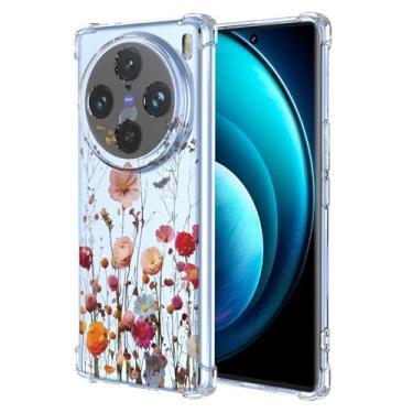 Imagem de RRXSYXL Capa para vivo X100 Pro 5G com estampa floral transparente, capa macia à prova de choque para vivo X100 Pro 5G, linda flor