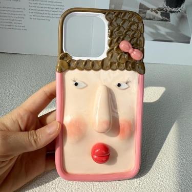Imagem de Unitvbba Capa de telefone 3D engraçada feita à mão – personalizável para qualquer modelo de telefone, design de rosto fofo e peculiar, para adolescentes, mulheres e amigos, rosa