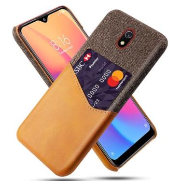 Imagem de Capa para Xiaomi Redmi 8A,Tela e tampa de couro PU,Antideslizante,360°cobertura completa à prova de choque com 1 slot de cartão atrás,Prevenção de queda-Brown