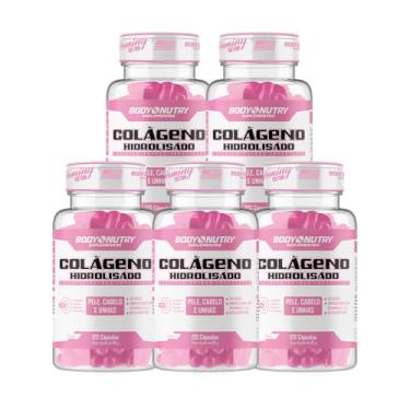 Imagem de Kit 5x Colageno Hidrolisado Premium 120 Cápsulas Pele Cabelos Unhas Proteina Protein Vitamina C Ácido Ascórbico Vitamin E Tocoferol Betacaroteno Collagen Matéria Prima Importada Original - Body Nutry