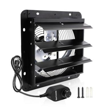 Imagem de Aibabcue Exaustor de obturador, ventilador de ventilação de montagem na parede de 18 cm com controlador de velocidade, ventilador de ventilação de sótão para galinheiros, estufa, empena, celeiro