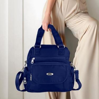 Imagem de Bolsa Tiracolo Feminina Mão Ombro Costas Trabalho Passeio Moda Mochila Leve (Azul Marinho)