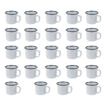 Imagem de Caneca Esmaltada Retro 80Ml Branca Vintage Jogo 36 Unidades