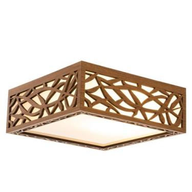 Imagem de Luminária Decorativa Madeira Plafon Copacabana Quad 40Cm - Creatus