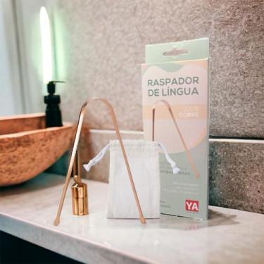 Imagem de Limpador raspador de lingua cobre ayurveda + saquinho algodão cru - YA