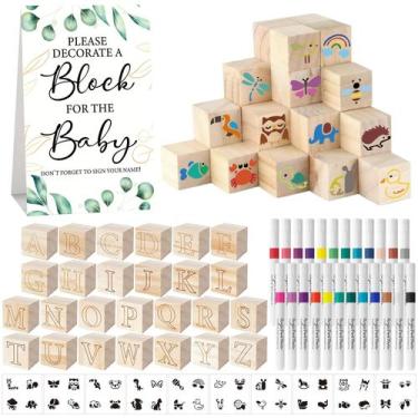 Imagem de Kit de jogo Baby Shower Blocks Aisharery 117 unidades com blocos de ma