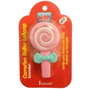 Imagem de Corretivo Roller Lolipop - 5Mmx6M - Rosa - Kz827Am - Kaz