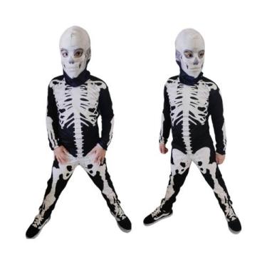 Imagem de Fantasia Infantil Esqueleto longa C/Touca Halloween - Kids, G, Esquele