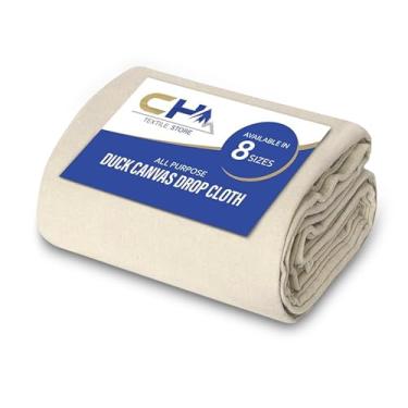 Imagem de Pano para pintores de lona (tamanho 10 x 3 m - pacote com 1) - Pano de gota de tinta de algodão puro para pintura, cortinas, móveis e proteção do chão - Lona grossa para todos os fins com bordas de