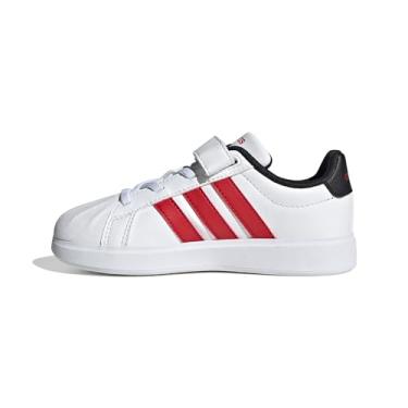 Imagem de adidas Tênis infantil unissex Streetalk Elastic Lace & Strap, Branco/Better Scarlet/Preto, 2.5 Wide Little Kid