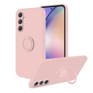 Imagem de Anlalish Compatível com Samsung Galaxy S24 FE capa de silicone fofa, fina à prova de choque para mulheres/homens, capa de telefone Samsung S24 FE com suporte de anel magnético (rosa)