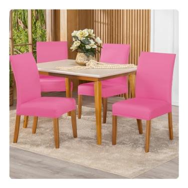 Imagem de Kit 4 Capas de Cadeira Malha Com Elástico (Rosa)