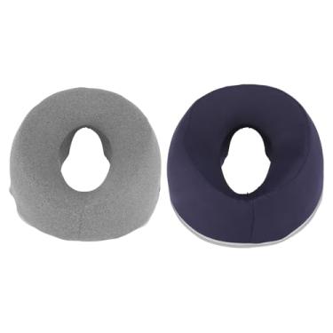 Imagem de Travesseiro de dormir de espuma de memória, design ergonômico, toque macio, travesseiro para cama de beleza, cama de massagem, cinza, azul escuro, 2 peças