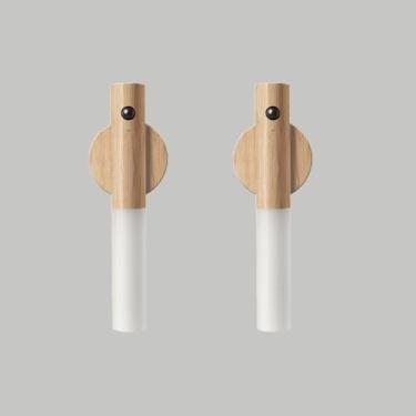 Imagem de Luminaria Led Recarregavel, Luz Branca Quente com Sensor de Movimento Magnético Removível(2pç * Bege)