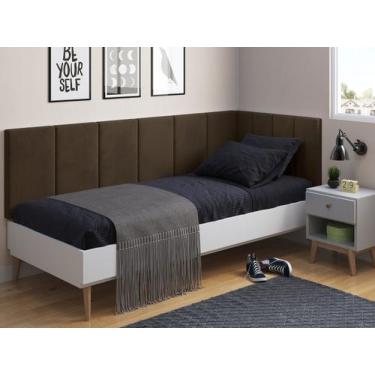 Imagem de Cabeceira em L para Cama Box Solteiro Proteção Lateral Estofada - Marr