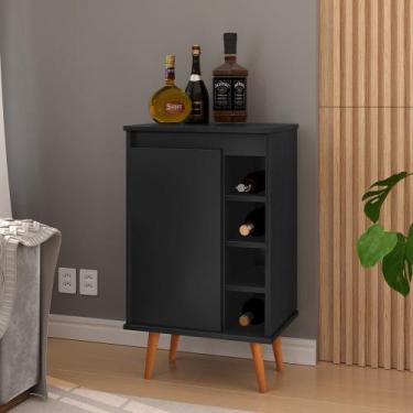 Imagem de Aparador Buffet Adega Madri com Porta Pés Palito Retrô - Várias Cores 