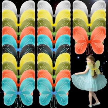 Imagem de Junkin 36 peças de asas de fadas para crianças em massa borboleta fantasia asas para meninas, vestido de Halloween, lembrancinhas de borboleta (cores escuras de Halloween)
