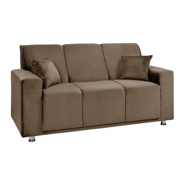 Imagem de Sofá 3 Lugares Fixo Tokyo Veludo Speciale Home Marrom Castor