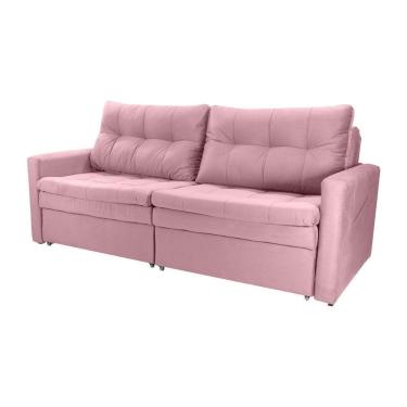 Imagem de Sofá Cama Reclinável 2 Lugares 220cm Nayla Veludo Turkey Rosa Matrix Veludo Turkey Rosa