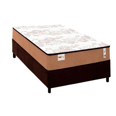 Imagem de Conjunto Box Solteiro: Colchão Molas Plumatex Ensacadas Smart Classic + Base Crc Suede Brown (88x188)