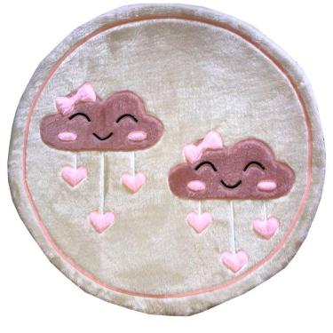 Imagem de Tapete Pelúcia Nuvem Feliz 90Cm X 90Cm Quarto Infantil Base Emborrachado - Palha Com Rosê
