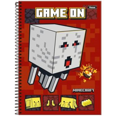 Imagem de Caderno Minecraft FORONI Universitário ESPIRAL - 80 Folhas (Vermelho)