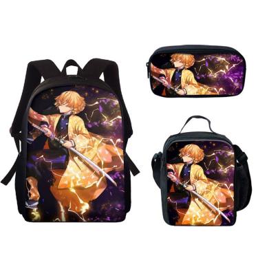 Imagem de Conjunto de mochilas Demons Slayers Anime, 3 peças para mochila escolar infantil