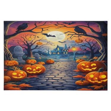 Imagem de CEBUGI Tapete de área 60 x 90 cm macio lavável tapete antiderrapante com suporte de borracha tapetes de área de fundo de Halloween para sala de estar, quarto, decoração de casa