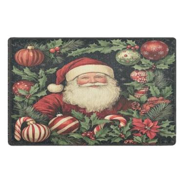 Imagem de STAYTOP Lindo tapete de porta de Papai Noel, entrada externa, 81 x 50 cm, tapete de boas-vindas ao ar livre/interno, tapetes de banho fofos, capacho frontal antiderrapante para entrada, pátio, áreas