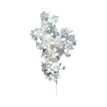 Imagem de Flores Artificiais Brancas De Gipsófila Com Ramos De Neve 10pcs Decora