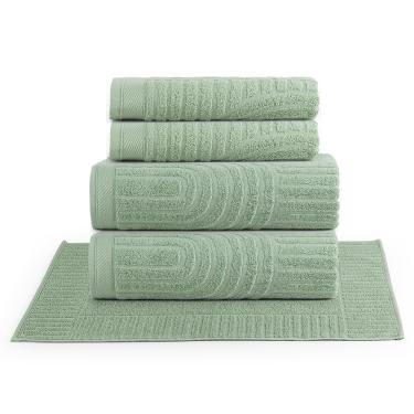 Imagem de Jogo de Banho Dunna Fio Penteado Relevo Dunas 05 Peças 100% Algodão - Pistache