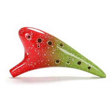 Imagem de ocarina 12 furos de cerâmica alto C com cordão de cerâmica ocarina para iniciantes iniciantes música aprendizagem ocarina adultos crianças iniciantes