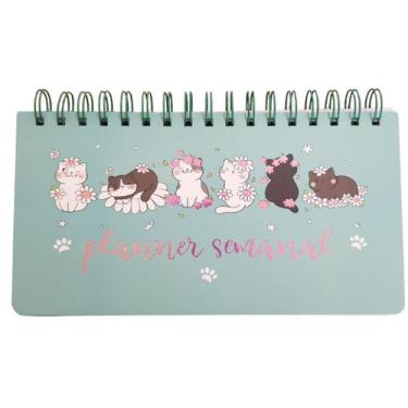 Imagem de Planner Semanal Não Datado Espiral - Permanente - Gatinhos Fofos Gato 