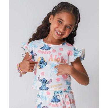 Imagem de Blusa Infantil Textura Stitch Tam 4 a 10 Off White-79053 - Disney, 10,