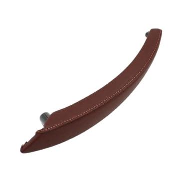 Imagem de Maçaneta interna esquerda/direita da porta do passageiro, substituição da tampa externa de couro compatível com BMW X5 X6 E70 E71 E72 2007 2008 2009 2010 2011 2012 2013 2014(Red Brown-Left)